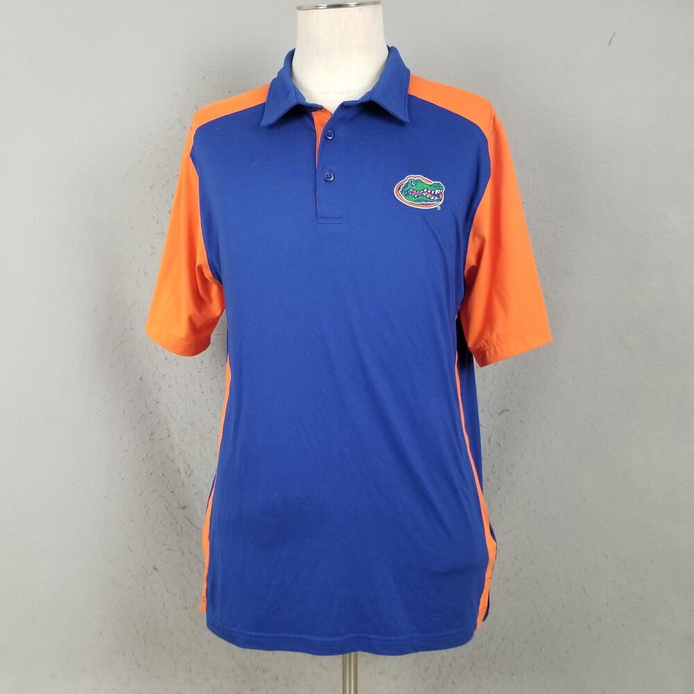 Florida Gators Shirt Mens Large Blue NCAA Football Box‎ Seat Polo Colorblock